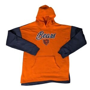 NFL Chicago Bears Orange Navy Girls Hooded Pullover‎ Sweatshirt Size XL